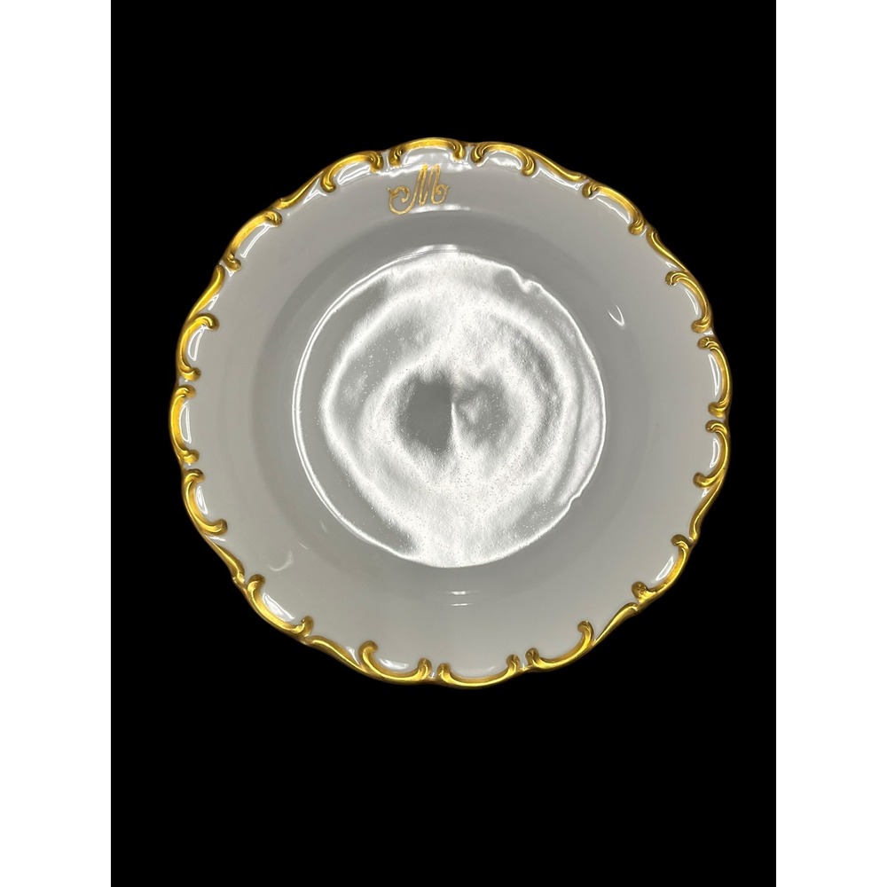 Schumann Arzberg Bavaria White Elegance Gold Gilt Monogram M Plates Set of 4 - Picture 4 of 8